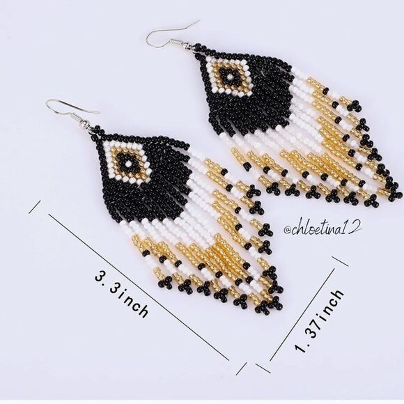 NEW Handmade Unique Long Tassel Earrings,  Statement Earrings - Picture 2 of 7